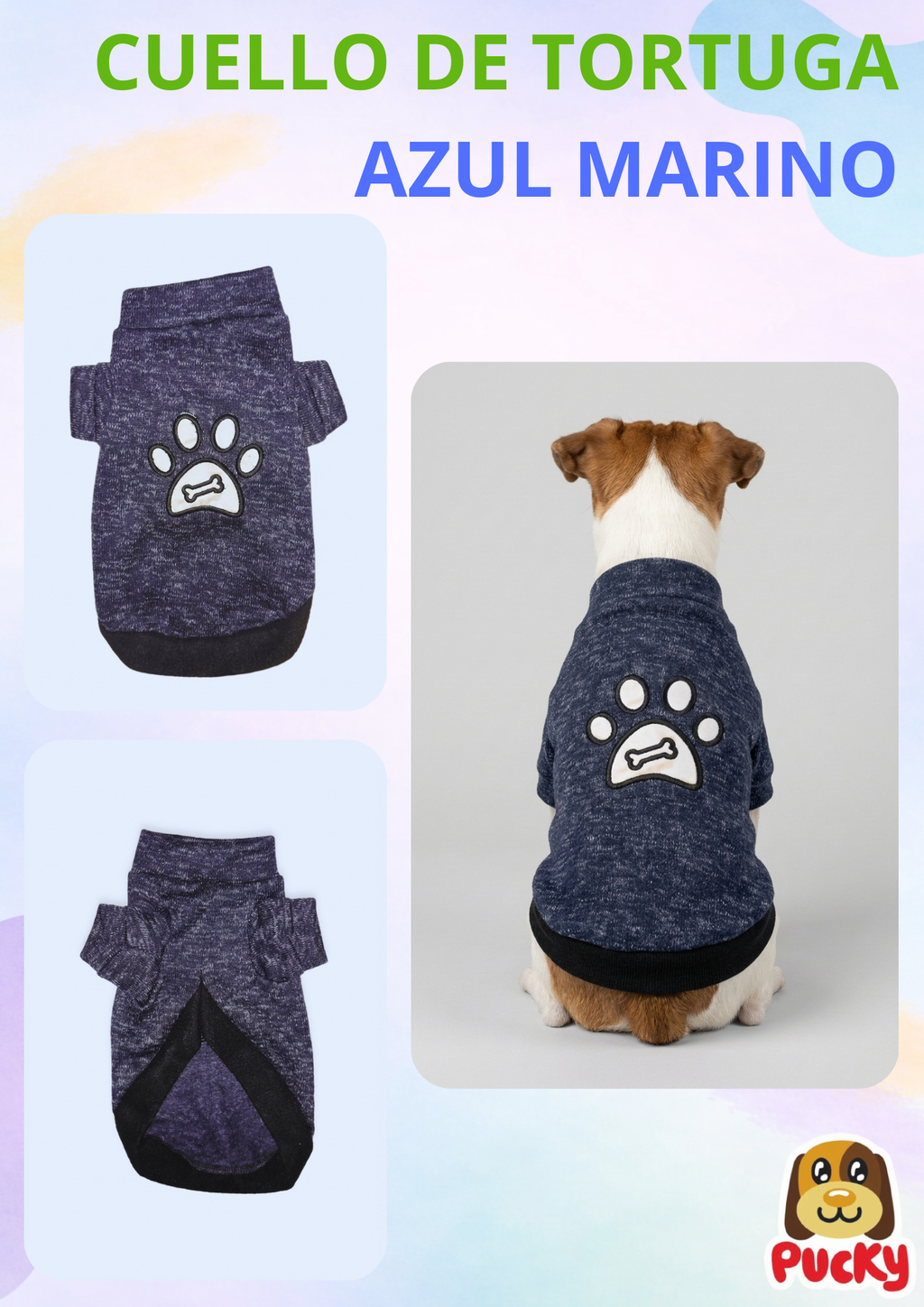 Suéter cuello de tortuga azul marino