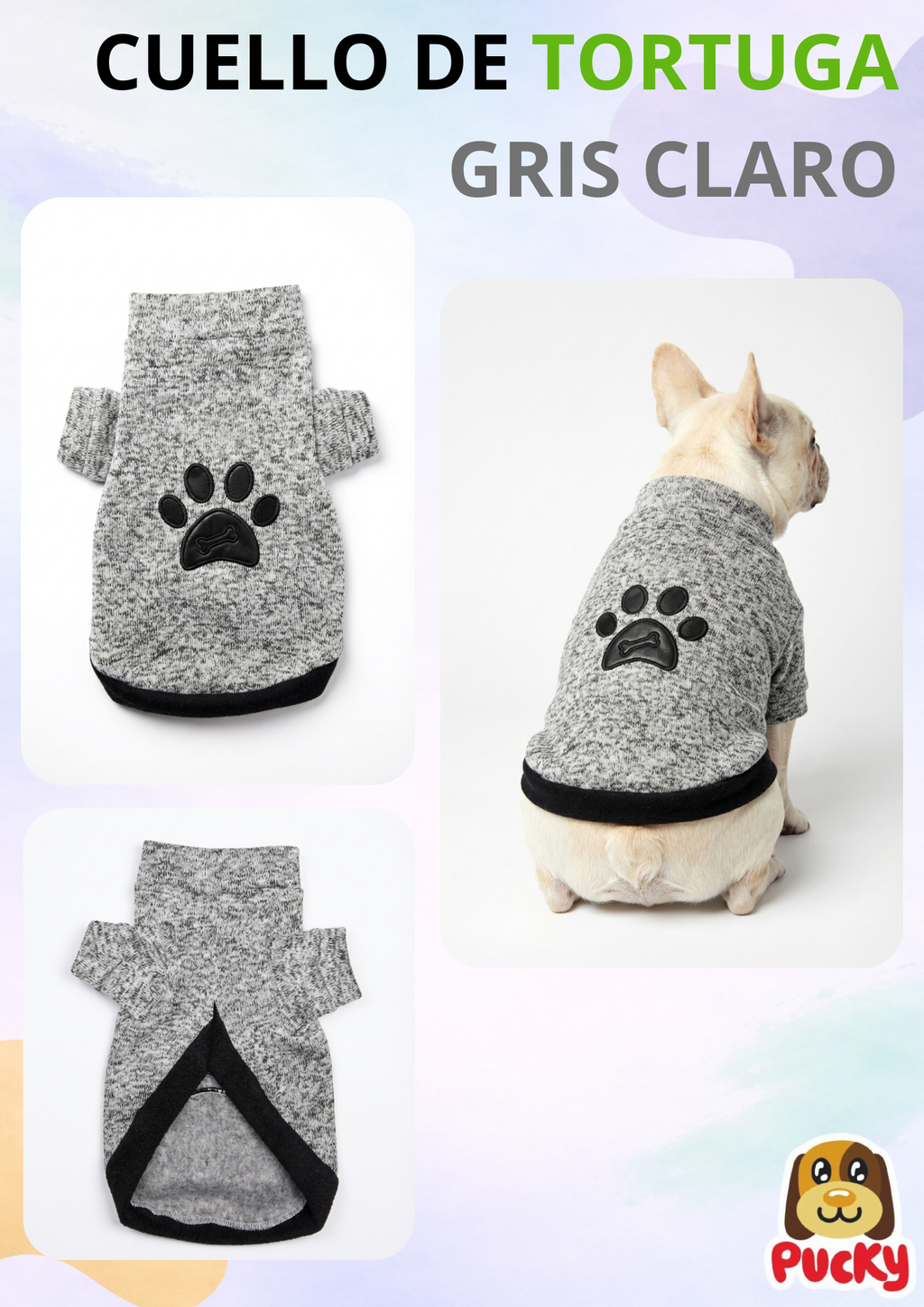 Suéter cuello de tortuga gris claro