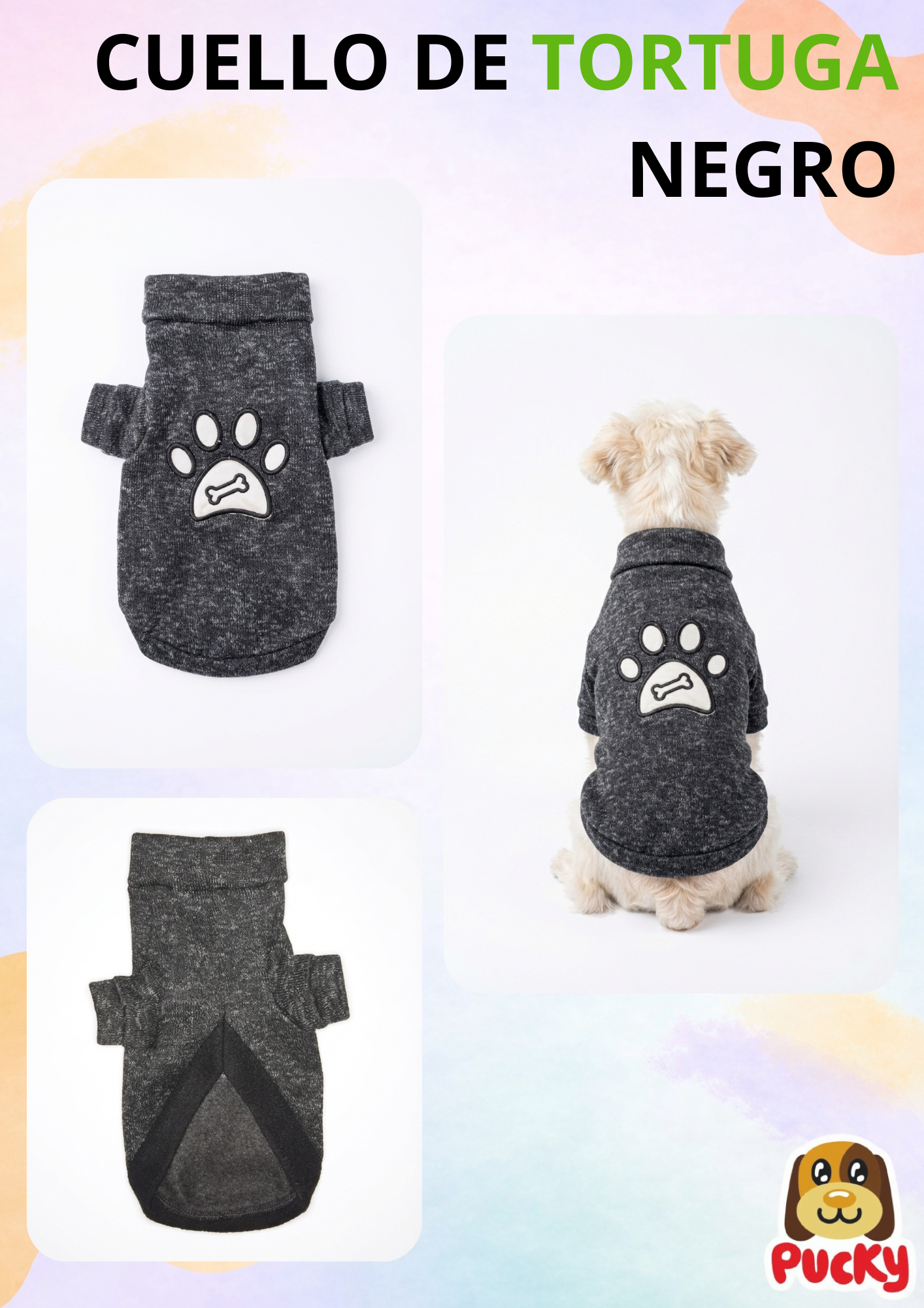 Suéter cuello de tortuga negro