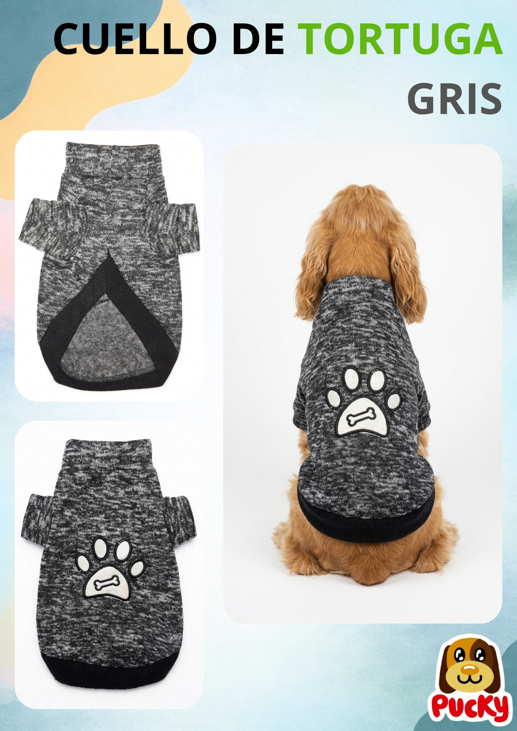 Suéter cuello de tortuga gris